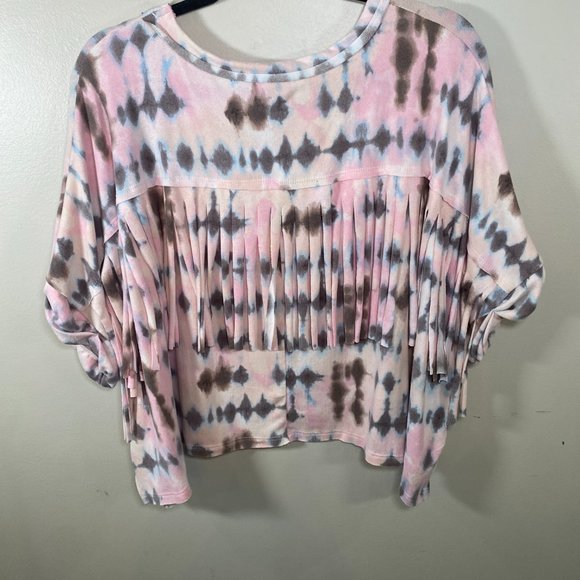 NWOT Entro Tie Dye Shirt with Fringe - Picture 7 of 10
